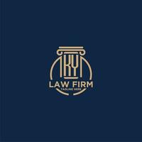 KY initial monogram for law firm with creative circle line vector