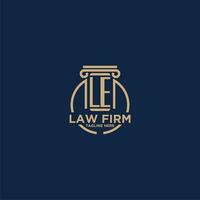 LE initial monogram for law firm with creative circle line vector