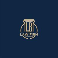 LR initial monogram for law firm with creative circle line vector
