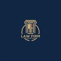 MH initial monogram for law firm with creative circle line vector