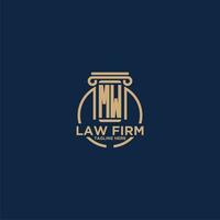 MW initial monogram for law firm with creative circle line vector