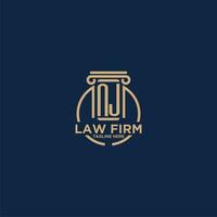 NJ initial monogram for law firm with creative circle line vector