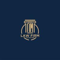 NM initial monogram for law firm with creative circle line vector