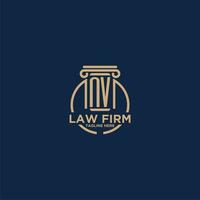 NV initial monogram for law firm with creative circle line vector
