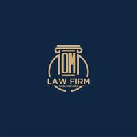 OM initial monogram for law firm with creative circle line vector
