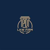 PD initial monogram for law firm with creative circle line vector