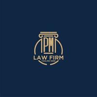 PM initial monogram for law firm with creative circle line vector