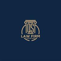 QS initial monogram for law firm with creative circle line vector