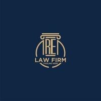 RE initial monogram for law firm with creative circle line vector