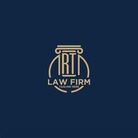 RT initial monogram for law firm with creative circle line vector