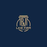 RJ initial monogram for law firm with creative circle line vector