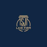 SJ initial monogram for law firm with creative circle line vector