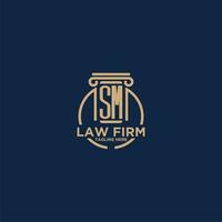 SM initial monogram for law firm with creative circle line vector