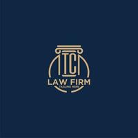 TC initial monogram for law firm with creative circle line vector
