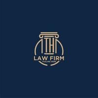 TH initial monogram for law firm with creative circle line vector