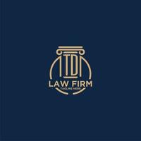 TD initial monogram for law firm with creative circle line vector