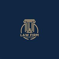 UJ initial monogram for law firm with creative circle line vector