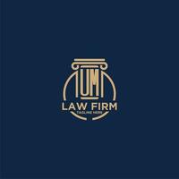 UM initial monogram for law firm with creative circle line vector