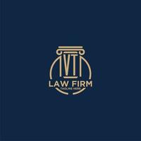 VT initial monogram for law firm with creative circle line vector