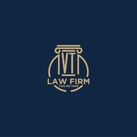 VT initial monogram for law firm with creative circle line vector