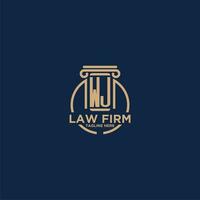 WJ initial monogram for law firm with creative circle line vector
