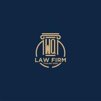 WQ initial monogram for law firm with creative circle line vector