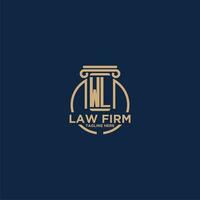 WL initial monogram for law firm with creative circle line vector