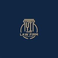 YI initial monogram for law firm with creative circle line vector