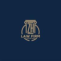 ZH initial monogram for law firm with creative circle line vector