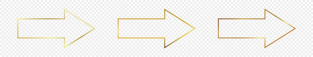 Gold glowing arrow shape frame vector