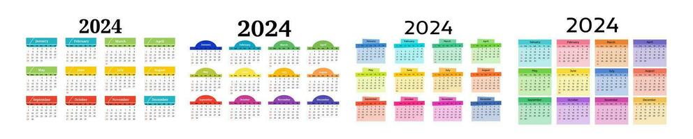 Calendar for 2024 isolated on a white background vector