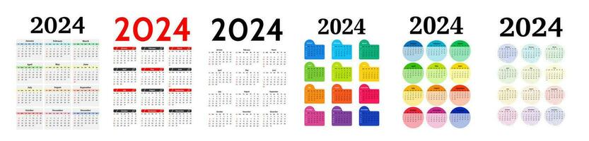 calendario para 2024 aislado en un blanco antecedentes vector