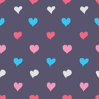 Seamless pattern with hearts on a dark background. Design for scrapbooking, cards, paper goods, background, wallpaper, wrapping, fabric and more. Vector illustration