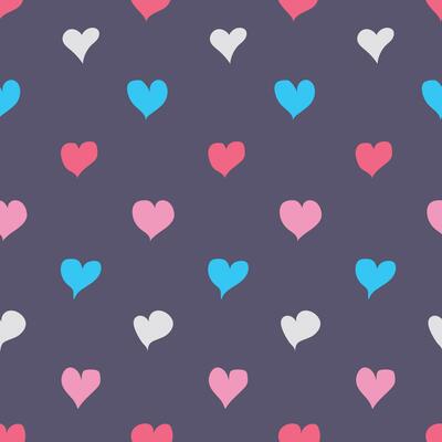 Seamless pattern with hearts on a dark background. Design for scrapbooking, cards, paper goods, background, wallpaper, wrapping, fabric and more. Vector illustration