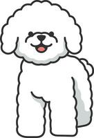 Cute cartoon bichon dog icon on white background. Vector illustration.