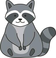 Cute raccoon cartoon vector Illustration on a white background.