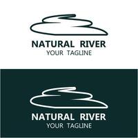 River logo with combination of mountains and farmland with vector concept design. logo for many kind of business, travel agency and nature photographer