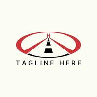 Logo design graphic concept creative premium abstract vector stock road on ellipse initial H font bridge. Related to straight driving freeway vehicle