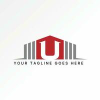 Logo design graphic concept creative abstract premium vector stock unique line front storeage warehouse building. Related indutries factory shop stock