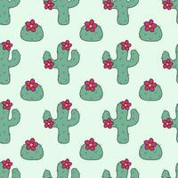 sin costura modelo con cactus plantas con rosado flores cactus antecedentes. vector plano ilustración.
