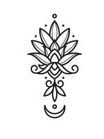 contorno loto flor modelo para alheña y tatuaje diseño vector