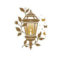 vintage lanterns with floral and butterfly vector