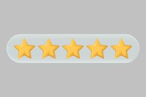 3d five star icon for service rating for satisfaction rating bubble vector