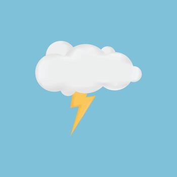 3d trueno relámpago y nube icono vector