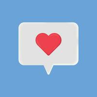 speech 3d icon love chat text bubbles with heart vector