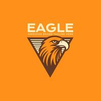 Retro eagle head logo emblem vector illustration. Vintage animal mascot professional corporate brand identity.