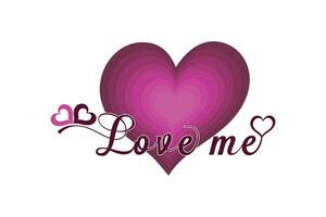 Love me text typography with heart. Valentines day concept. Vector illustrations.