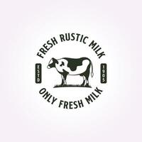 dairy farm vector design logotype emblem. rustic milk flat template vintage illustration