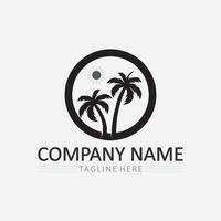 Palm tree summer logo template vector