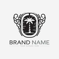 Palm tree summer logo template vector